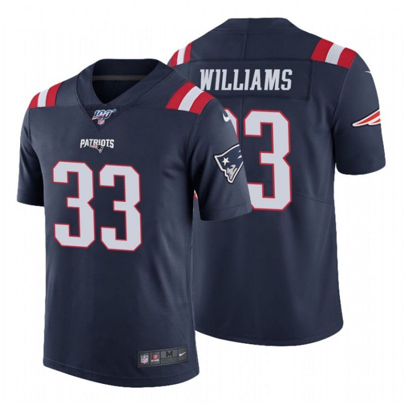Men New England Patriots 33 Joejuan Williams Nike Navy 100th Vapor Limited NFL Jersey